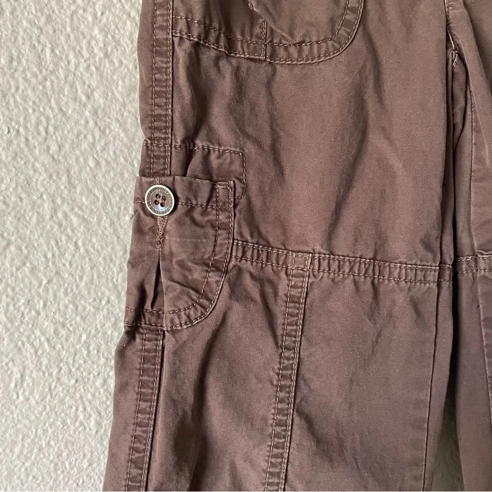 Justice Cargo Pants Girls 6 Slim Brown Roll Up Straight Leg Cropped Play Y2K
